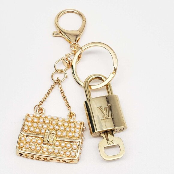 100% Auth Louis Vuitton Lock & Key with unbranded Bagcharm, Keycharm, Keychain - Picture 5 of 8